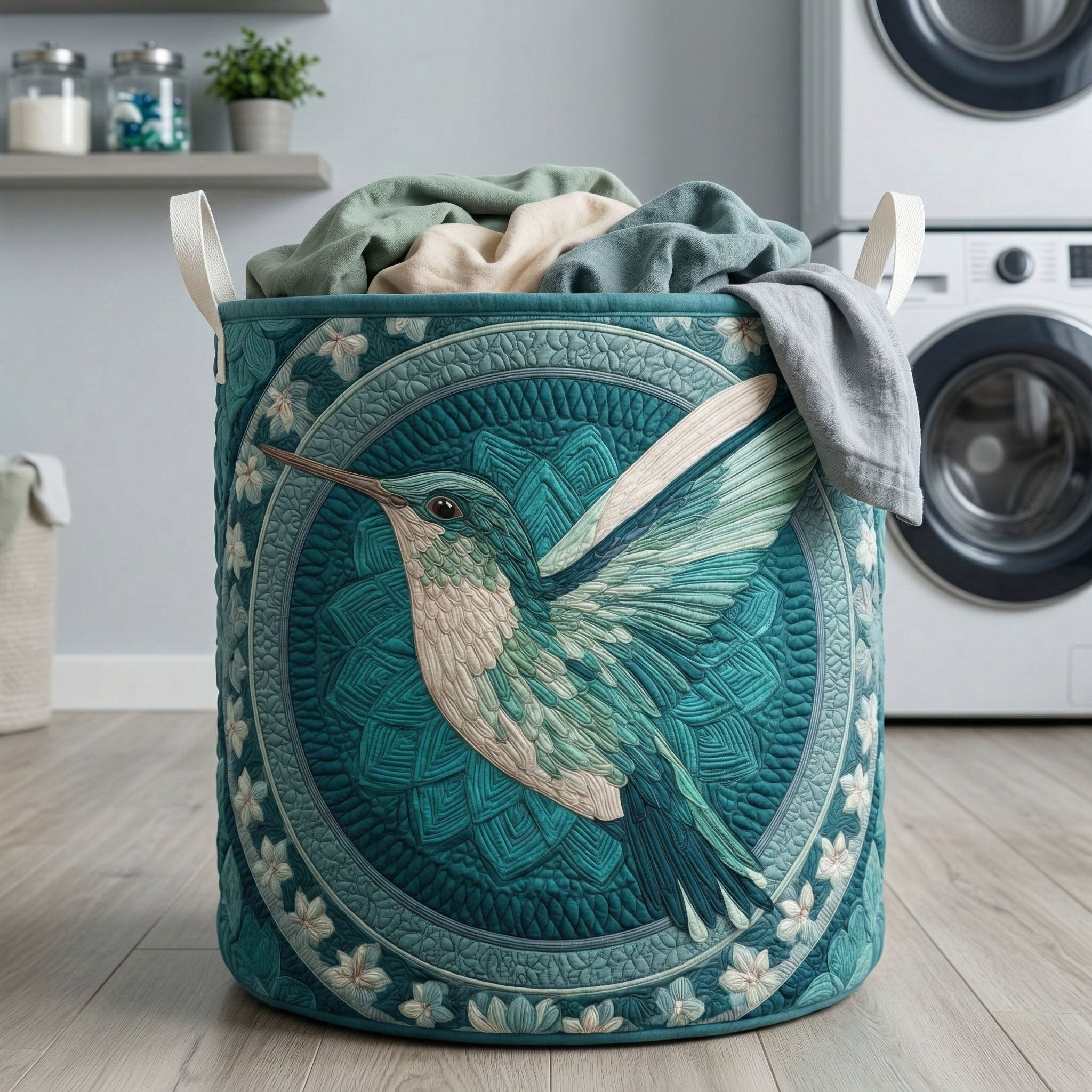 Aqua Mandala Quilted Laundry Basket Laundry Decor Ideas Best Mothers Day Presents