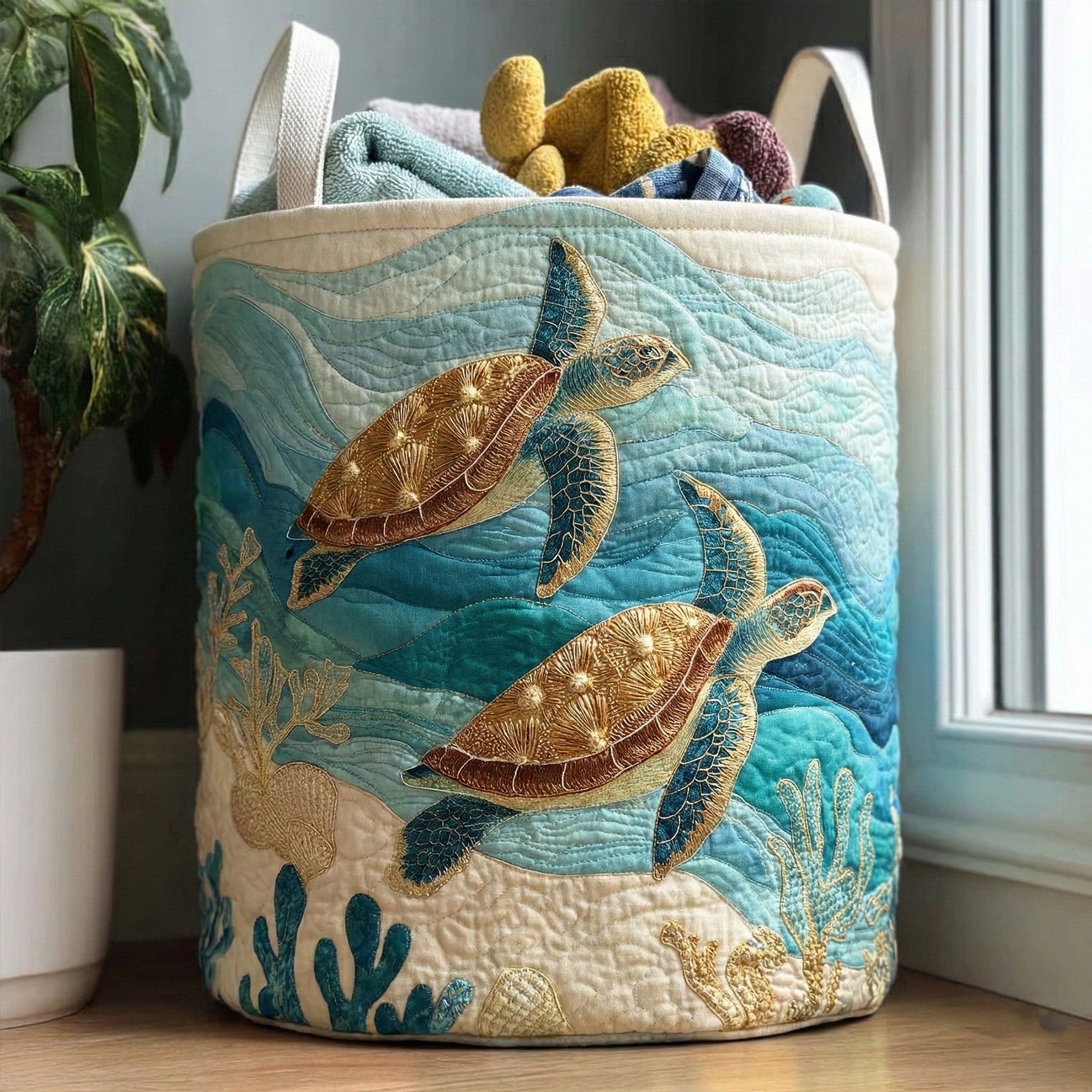 Aqua Reef Dream Quilted Laundry Basket Foldable Clothes Hamper Top 10 Mother's Day Gift Ideas