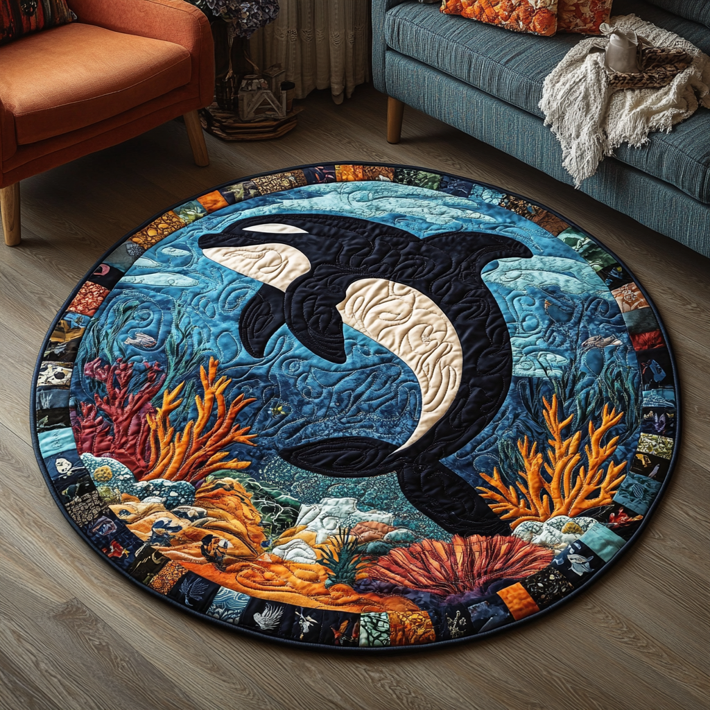 Aqua Tide Wonder Quilted Round Mat Best Round Area Rugs Gifts For Father In Law