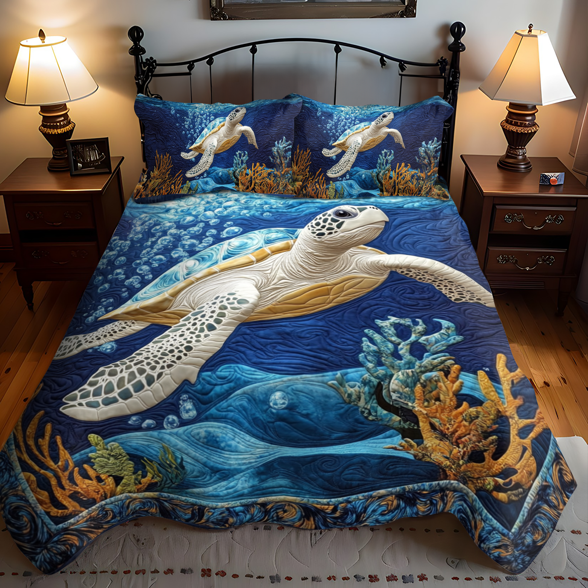 Aqua Traveler Quilted Bedding Set Bedroom Decor Ideas Gifts That Help Sea Turtles