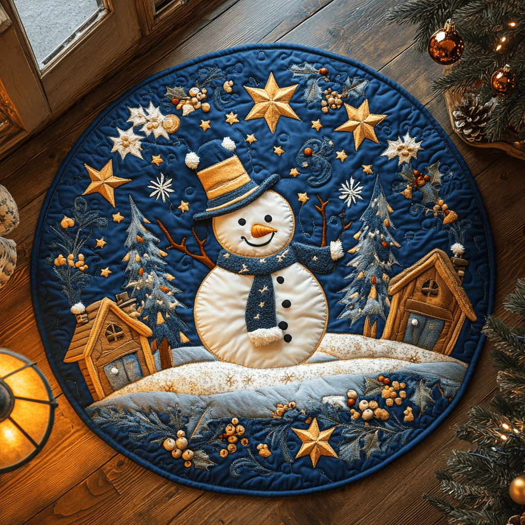 Arctic Antics Quilted Round Mat Round Indoor Area Rugs Christmas Presents For Relatives