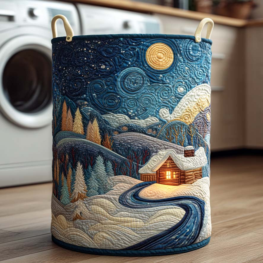 Arctic Blue Quilted Laundry Basket Modern Clothes Hamper Best Mother's Day Gifts For Wife