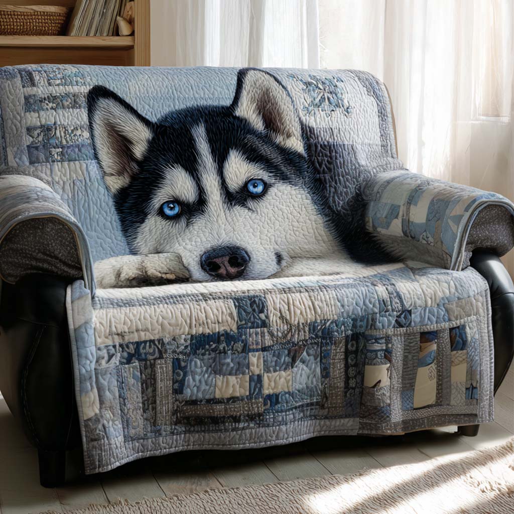 Arctic Gaze Quilted Sofa Cover Holiday Living Christmas Decor Dog Person Gifts