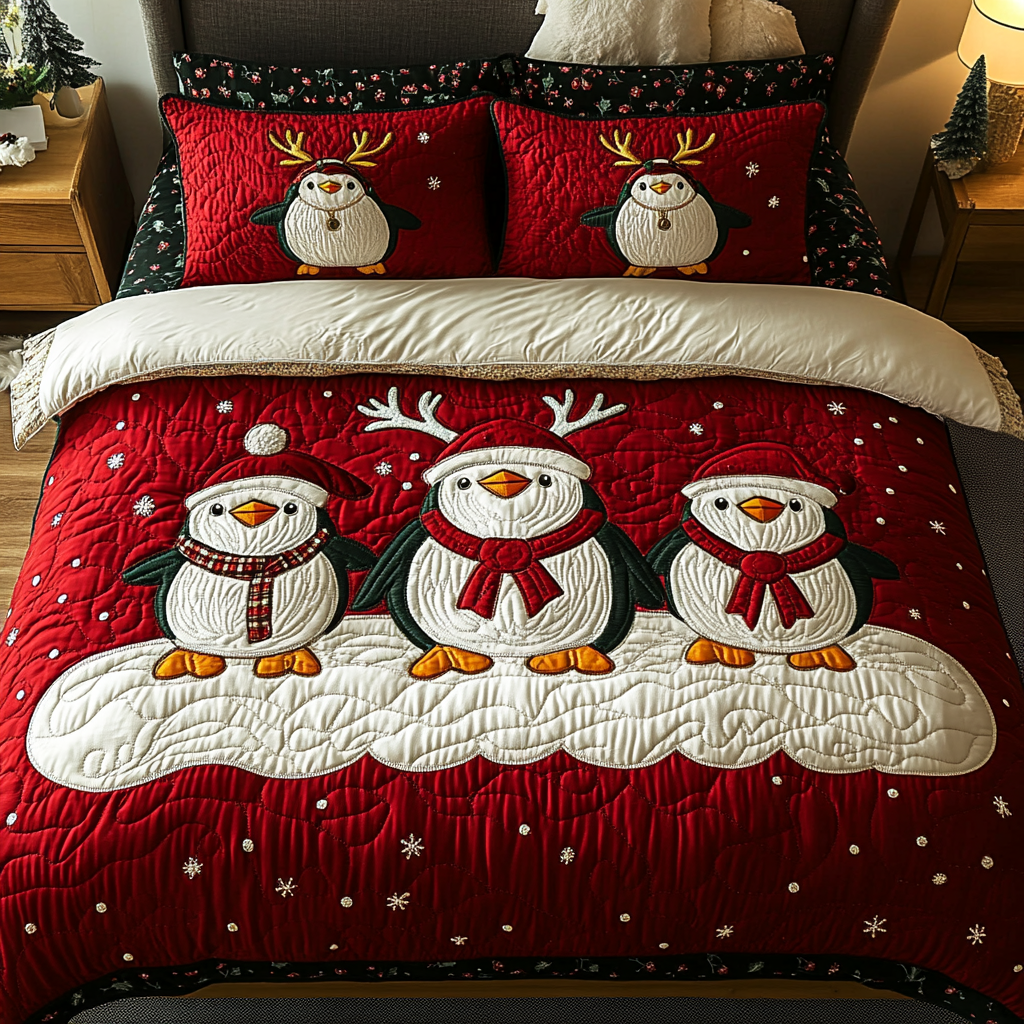 Arctic Joy Quilted Bedding Set Holiday Season Duvet Cover Set Xmas Gifts For Mother In Law