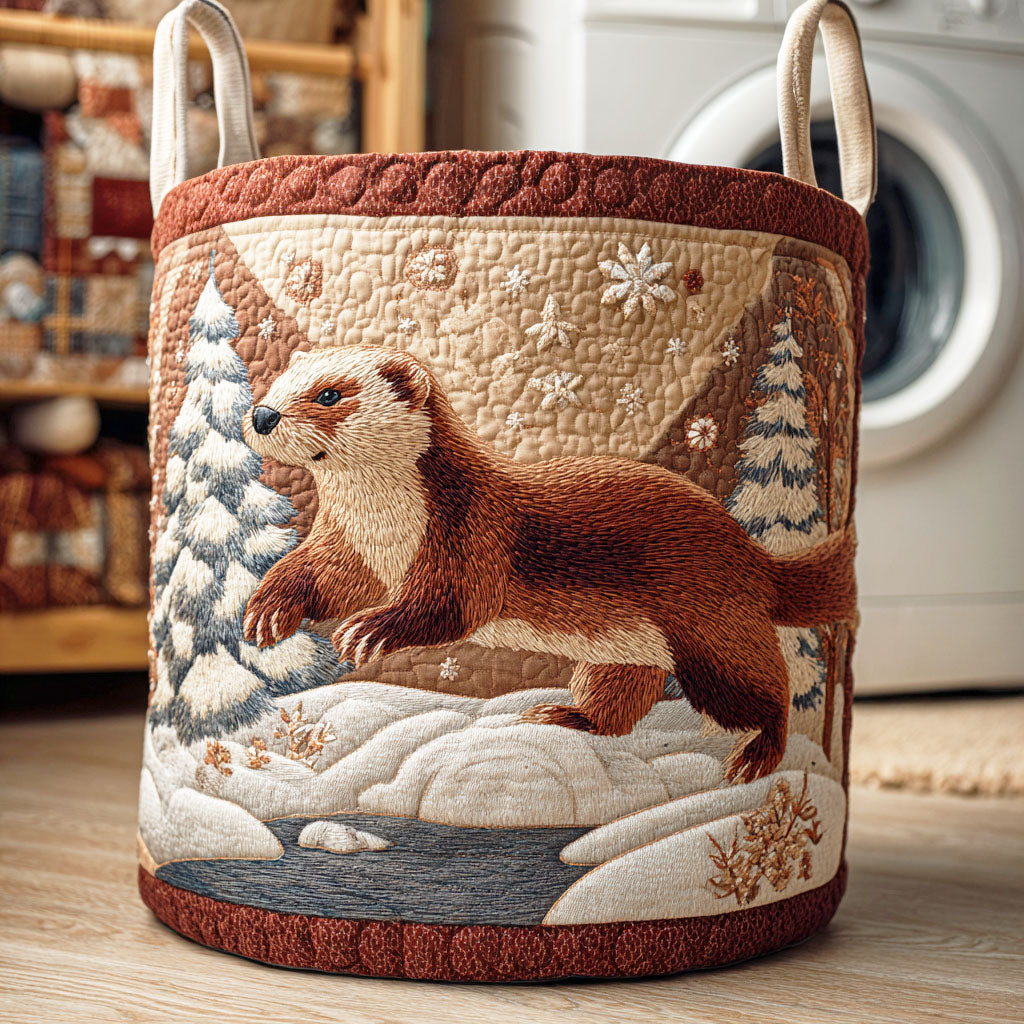 Arctic Weasel Trail Quilted Laundry Basket Best Dirty Clothes Hamper Good Mothers Day Gift Ideas