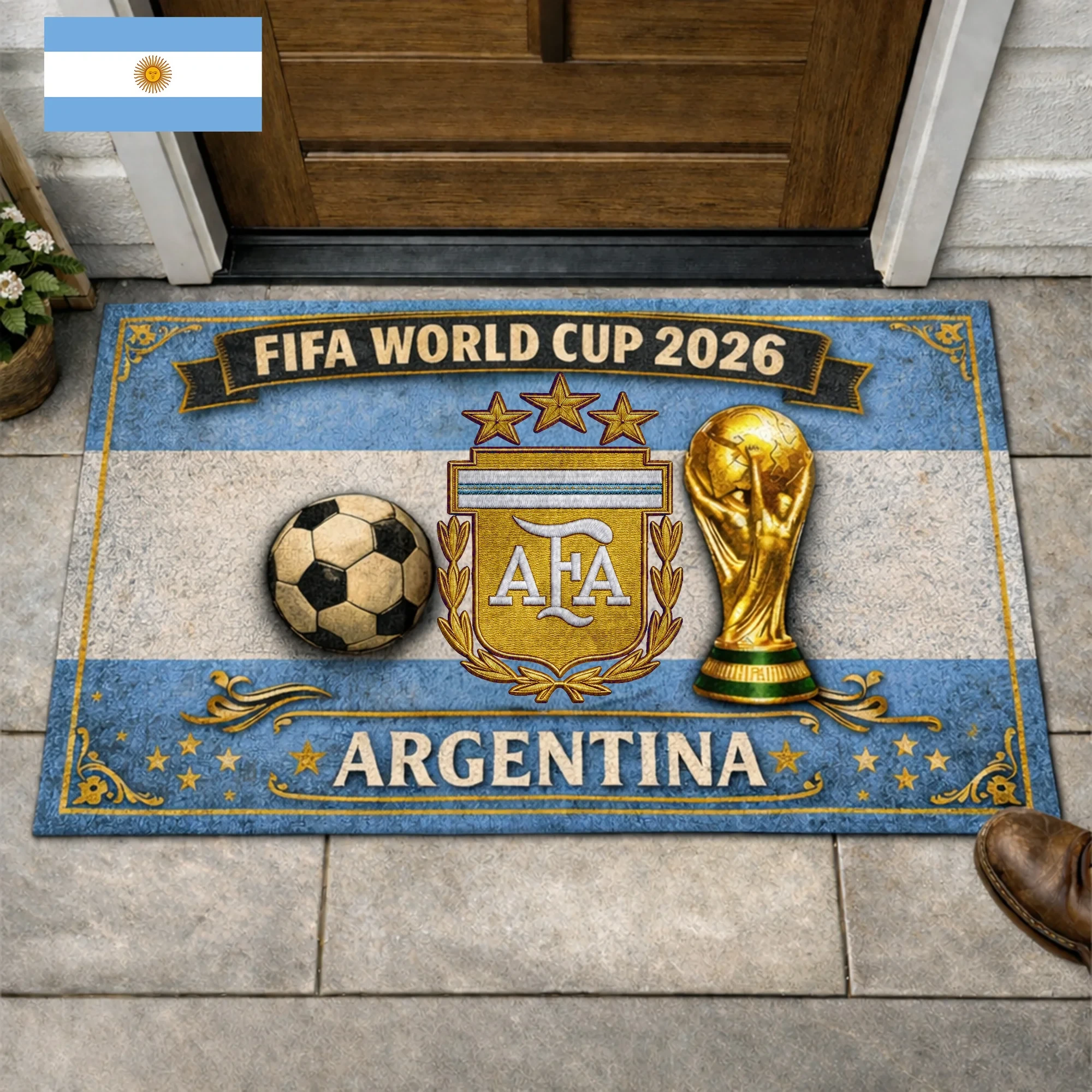 Argentina FIFA World Cup 2026 Doormat Argentina World Cup Team Merch Football Fan Gift Idea