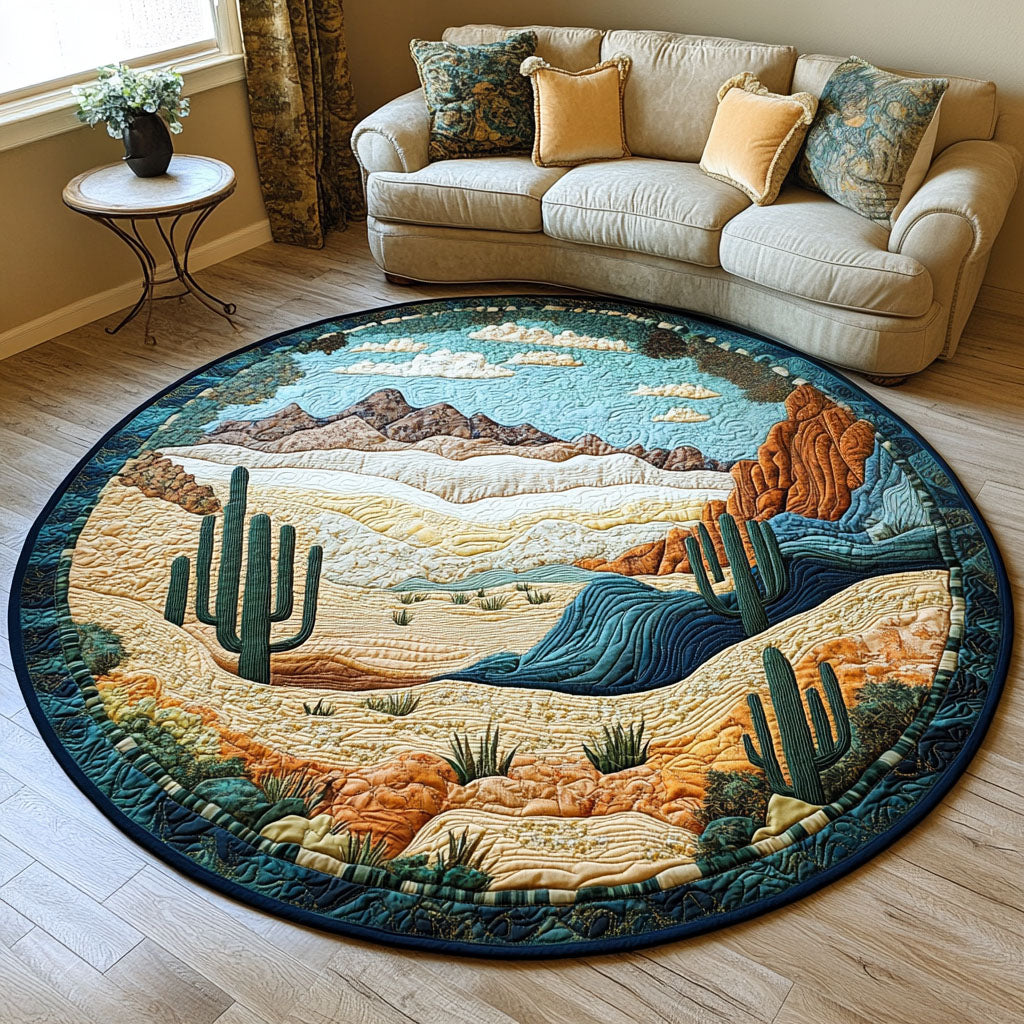 Arid Horizon Quilted Round Mat Round Rug Carpet Unique Gifts For Dad