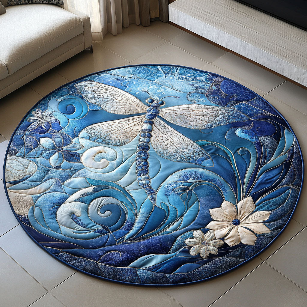 Artful Wings Quilted Round Mat Modern Circle Rug Best Dragon Gifts