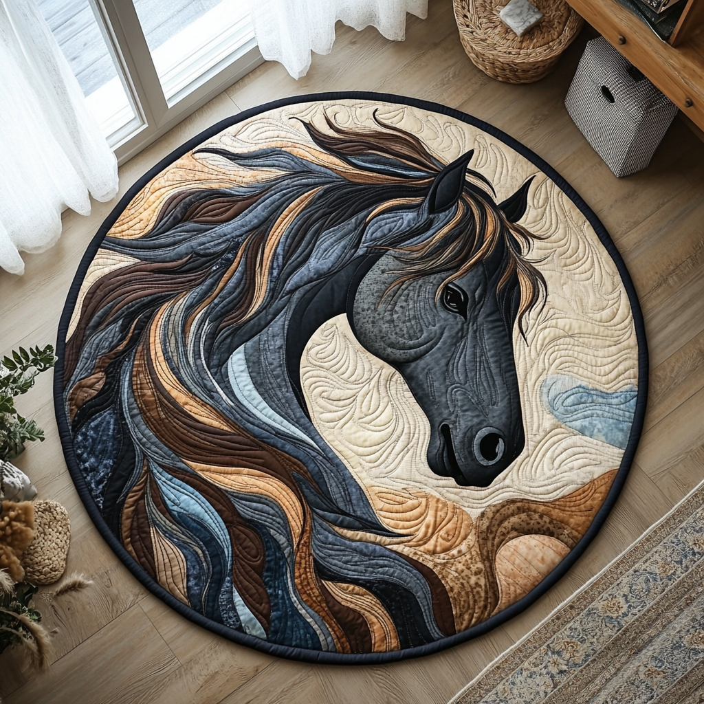 Artistic Horse Quilted Round Mat Home Decor Items Gifts For Horse Lovers