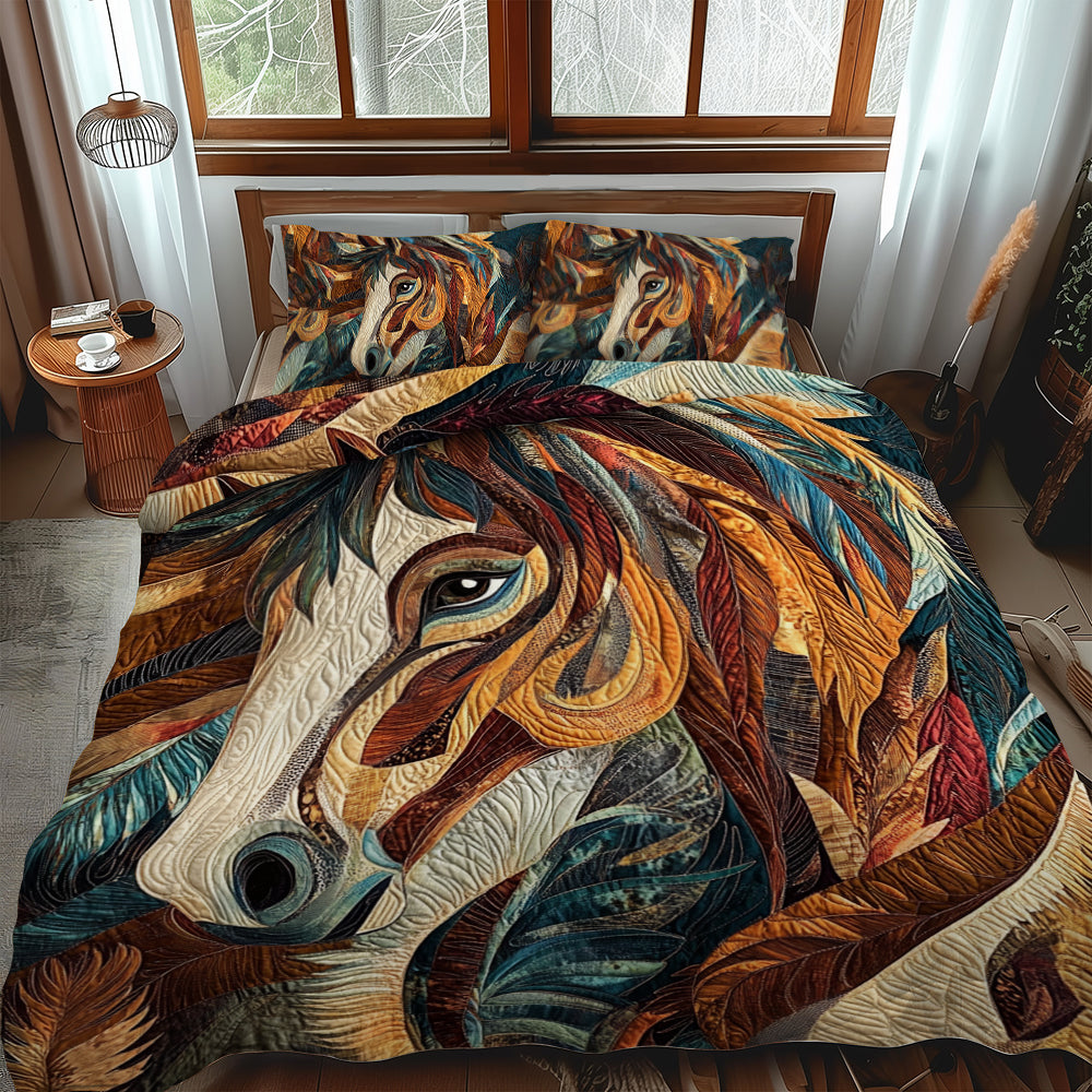 Artistic Horse-Themed Quilted Bedding Set Unique Sheet Sets Gifts For Horse Racing Lovers
