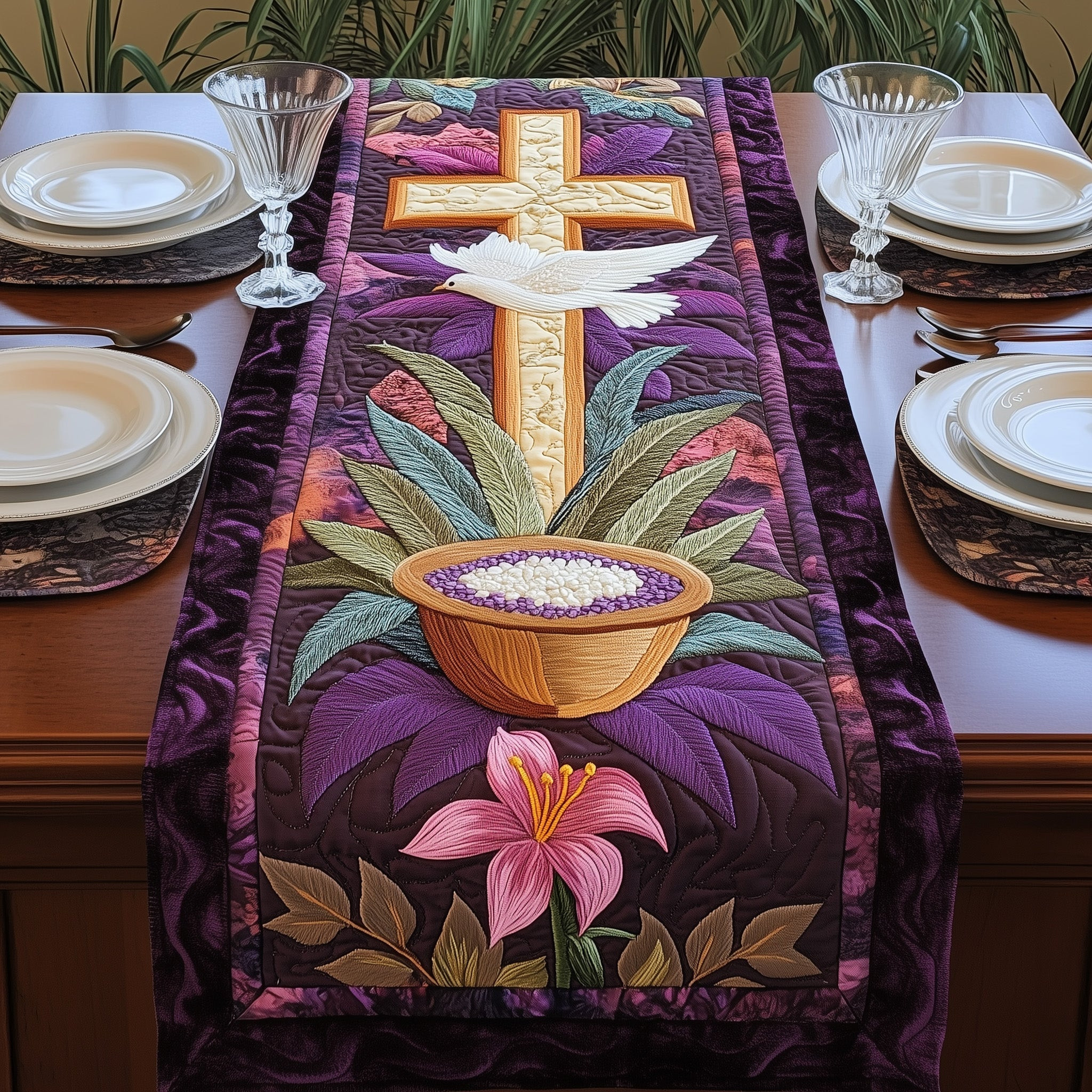 Ash Wednesday Quilted Table Runner Religious Easter Table Decorations Cute Easter Gifts For Wife
