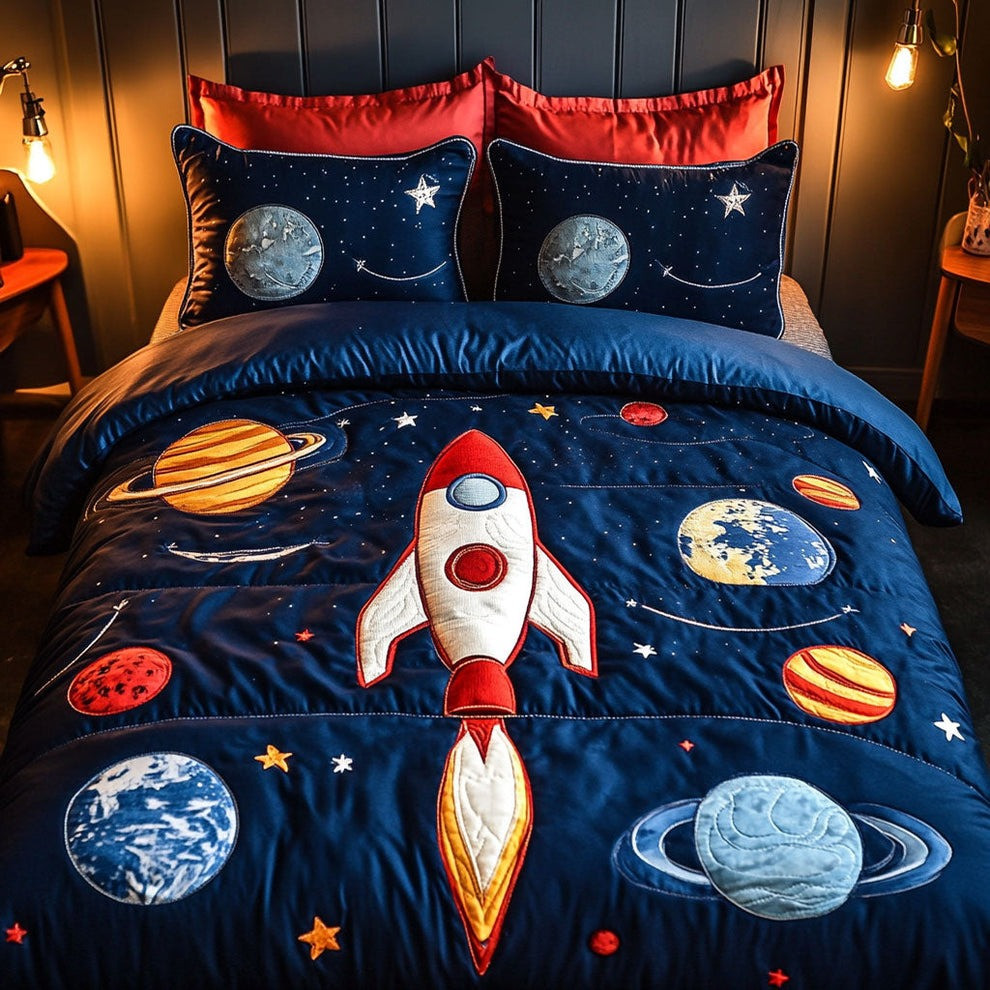 Astronaut Quilted Bedding Set Cute Christmas Present Ideas For Astronaut Lovers