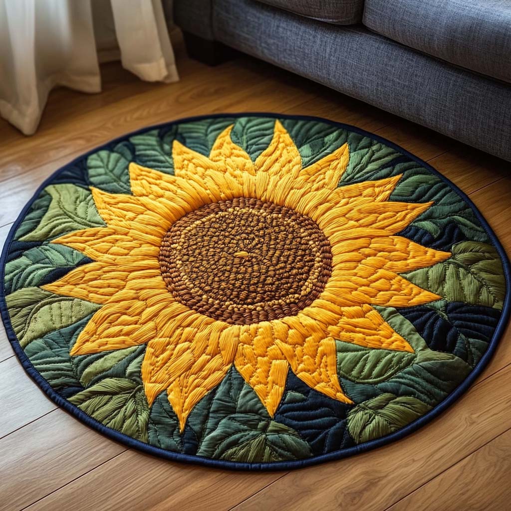Aurelia Bloom Quilted Round Mat Round Rug Mat Mother's Day Gifts For Mom