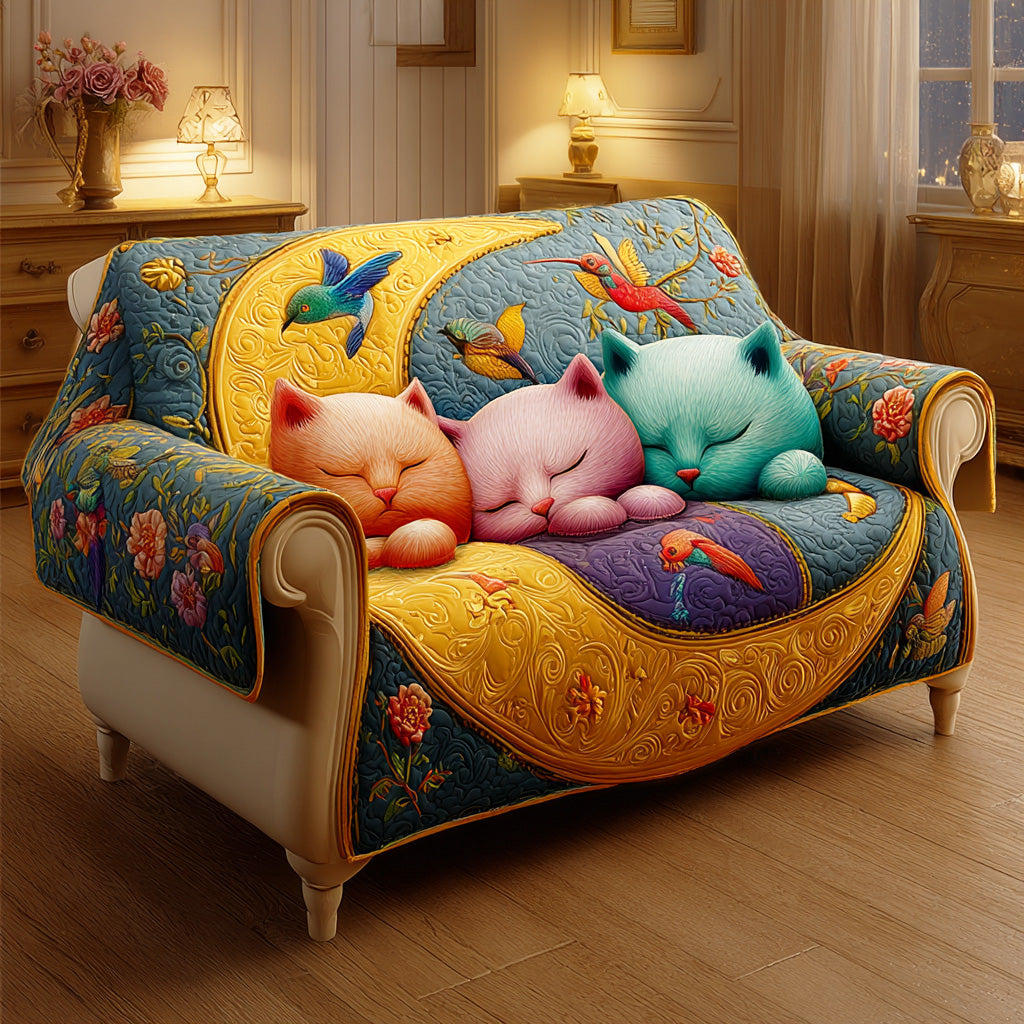 Aurora Cat Melody Quilted Sofa Cover Living Room Theme Ideas Cat Themed Gifts