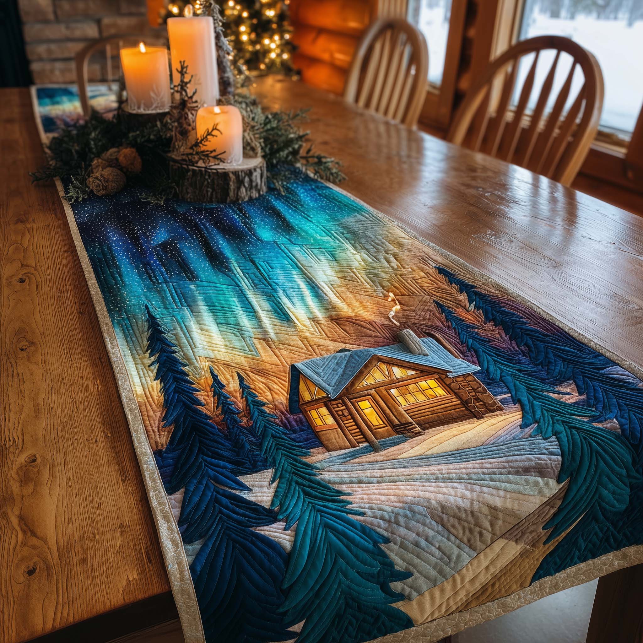 Aurora Dream Quilted Table Runner Boho Macrame Table Runner Mother's Day Gifts For Mom