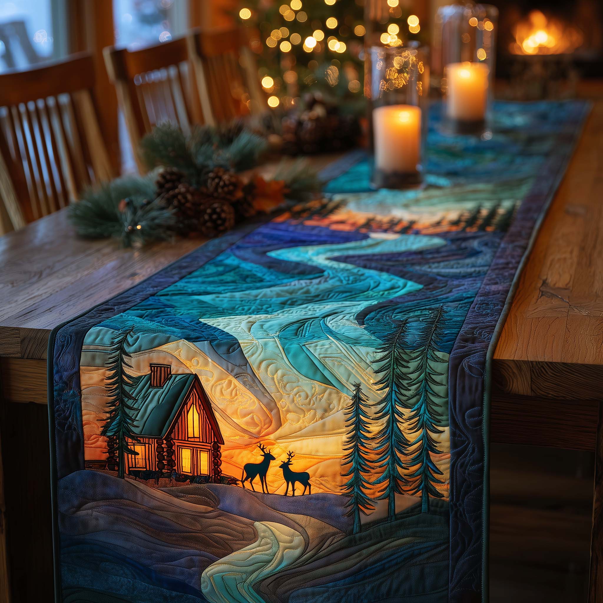Aurora Dream Quilted Table Runner Dining Table Decor Moms Day Gift