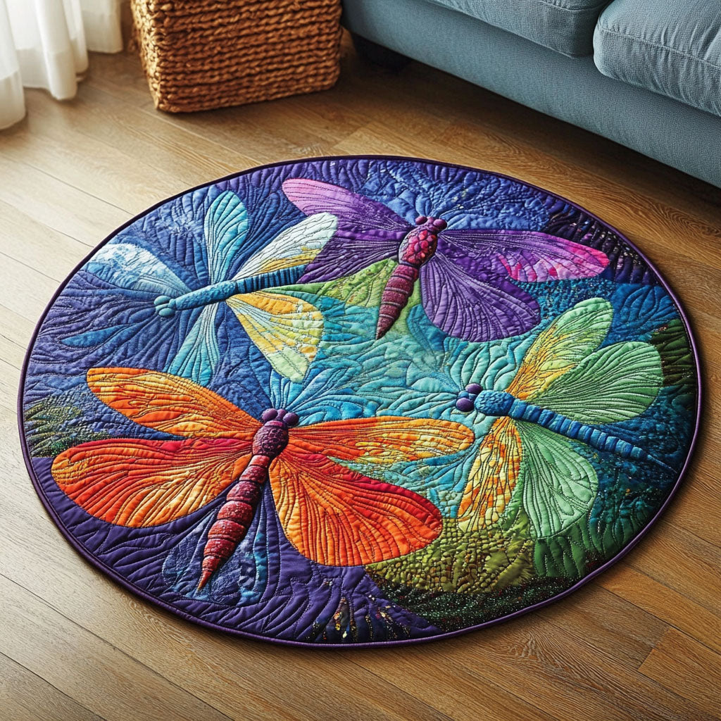 Aurora Flight Quilted Round Mat Floor Mat Round Best Gift For Dragon Lovers