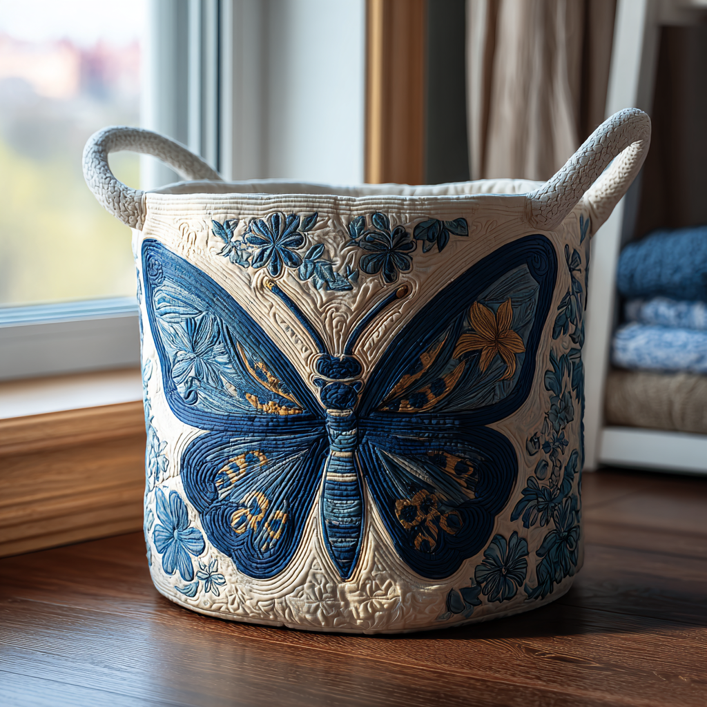 Aurora Wings Quilted Laundry Basket Clothes Hamper Butterfly Items For Lovers