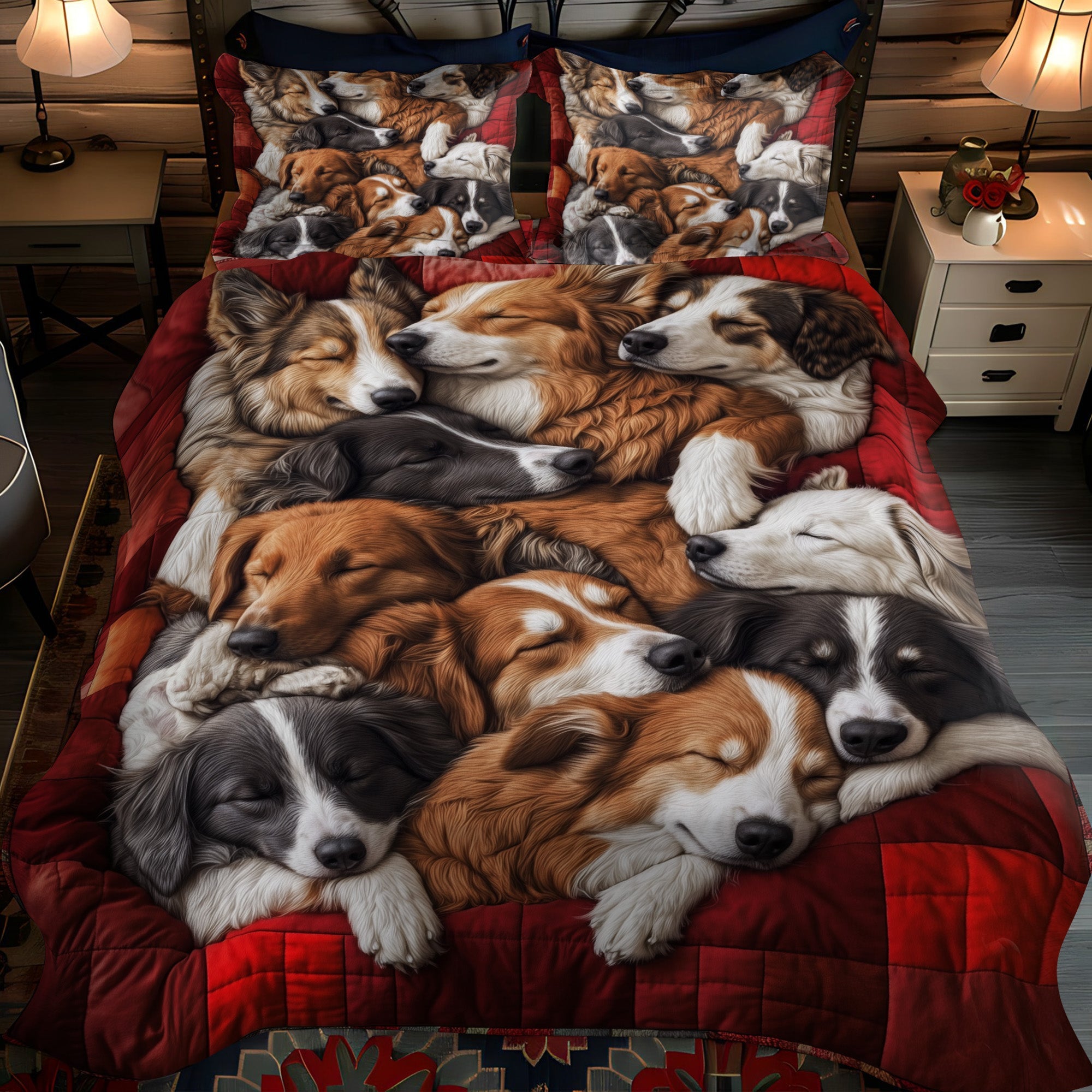 Aussie Comfort Quilted Bedding Set Unique Bed Sheet Set Gifts For Dog Lovers