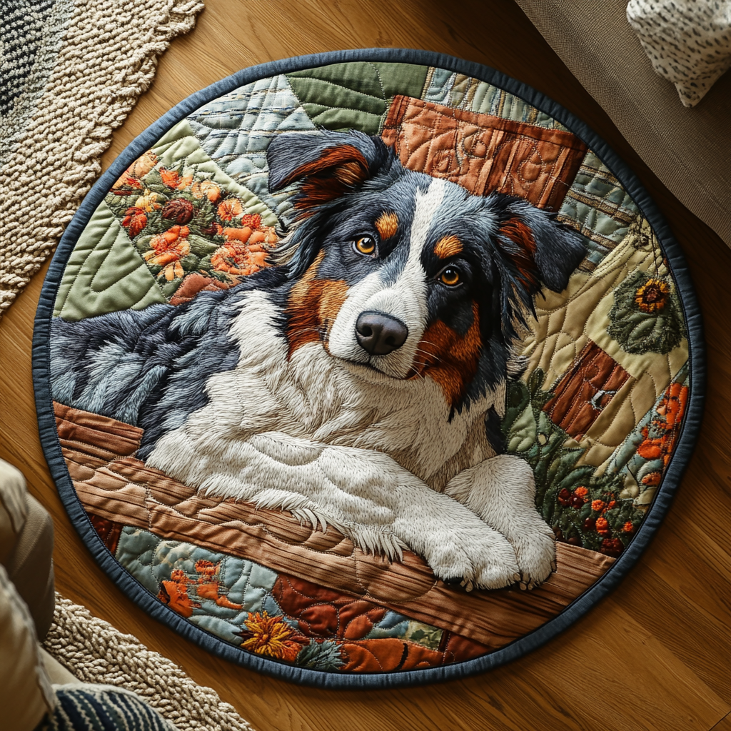 Aussie Whirlwind Quilted Round Mat Round Carpets And Rugs Best Presents For Dog Lovers