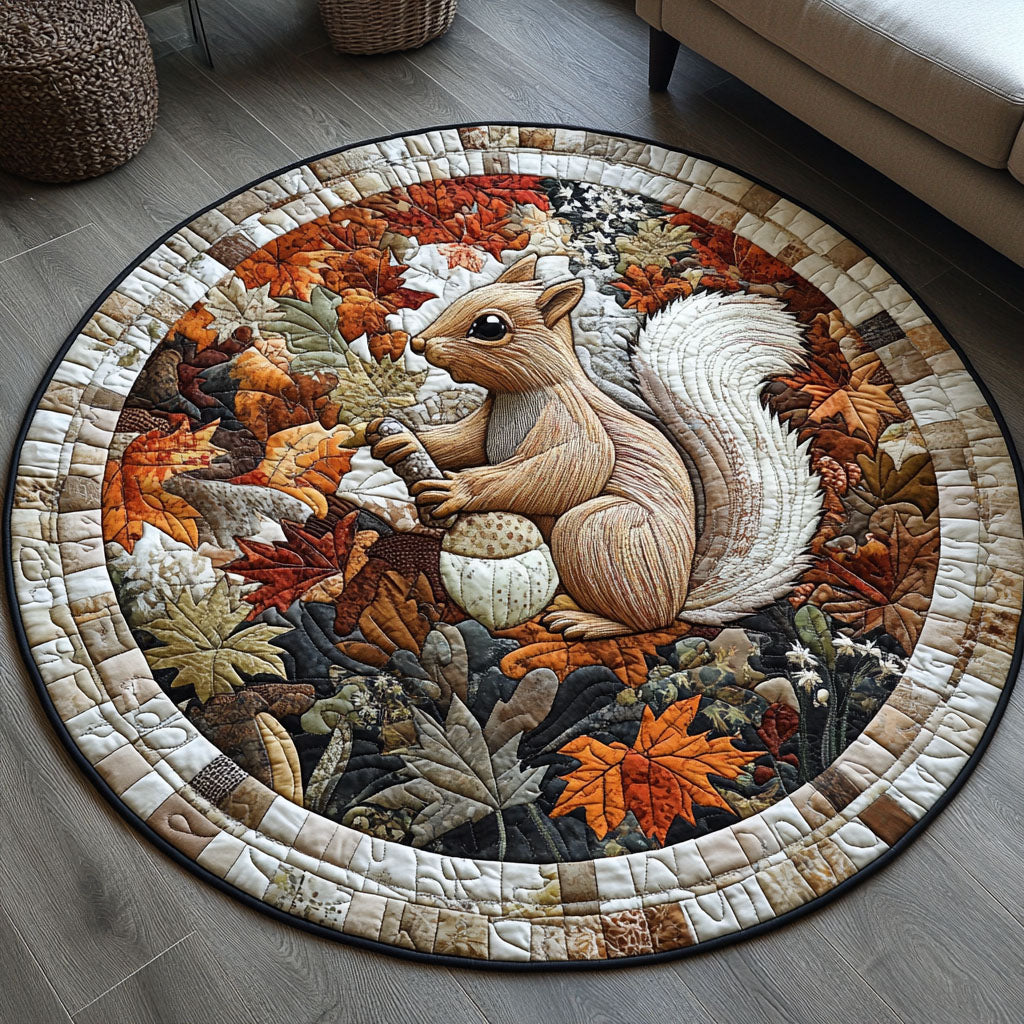 Autumn Acorn Festival Quilted Round Mat Small Round Mat Cool Fall Gifts