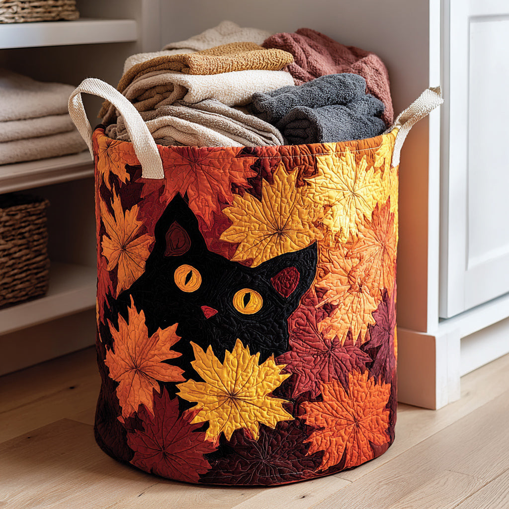 Autumn Black Cat Quilted Laundry Basket Nice Laundry Hamper Awesome Cat Gifts