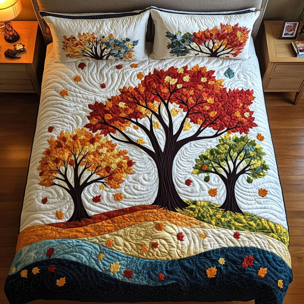Autumn Breeze Quilted Bedding Set Unique Bed Sheets Dad Birthday Gifts