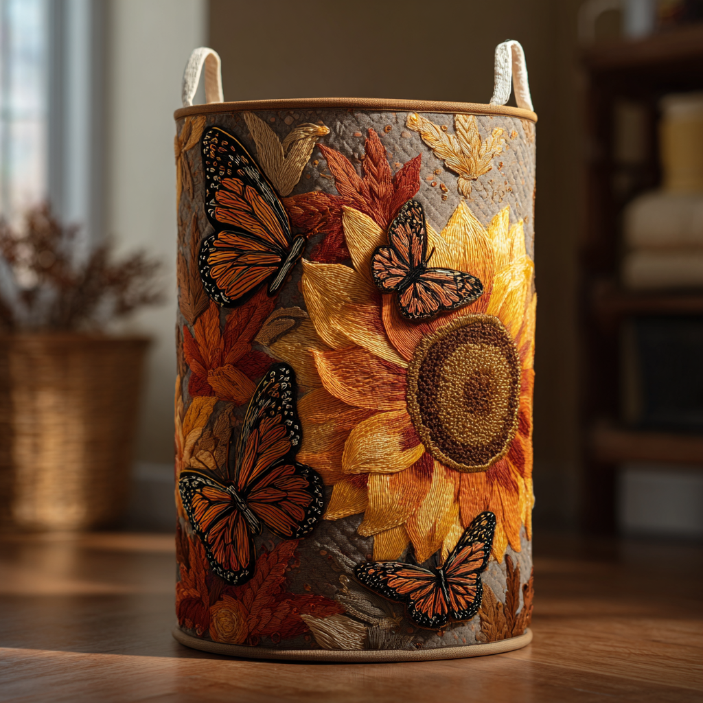 Autumn Butterfly Quilted Laundry Basket Best Clothes Hamper Cute Butterfly Lover Ideas For Gifts