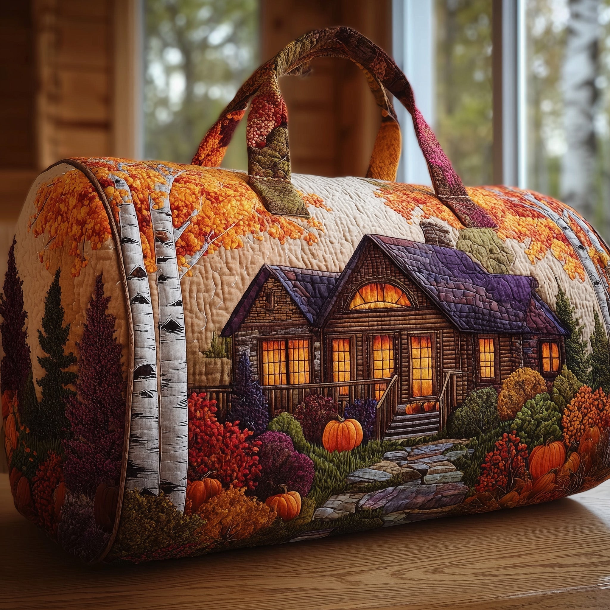 Autumn Cabin Quilted Duffle Bag Duffel Gym Bag Mummy Daughter Gifts