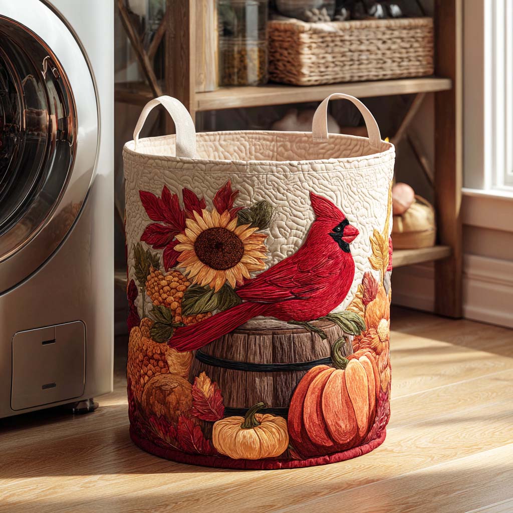 Autumn Cardinal Quilted Laundry Basket Best Dirty Clothes Hamper Red Cardinal Gift Items