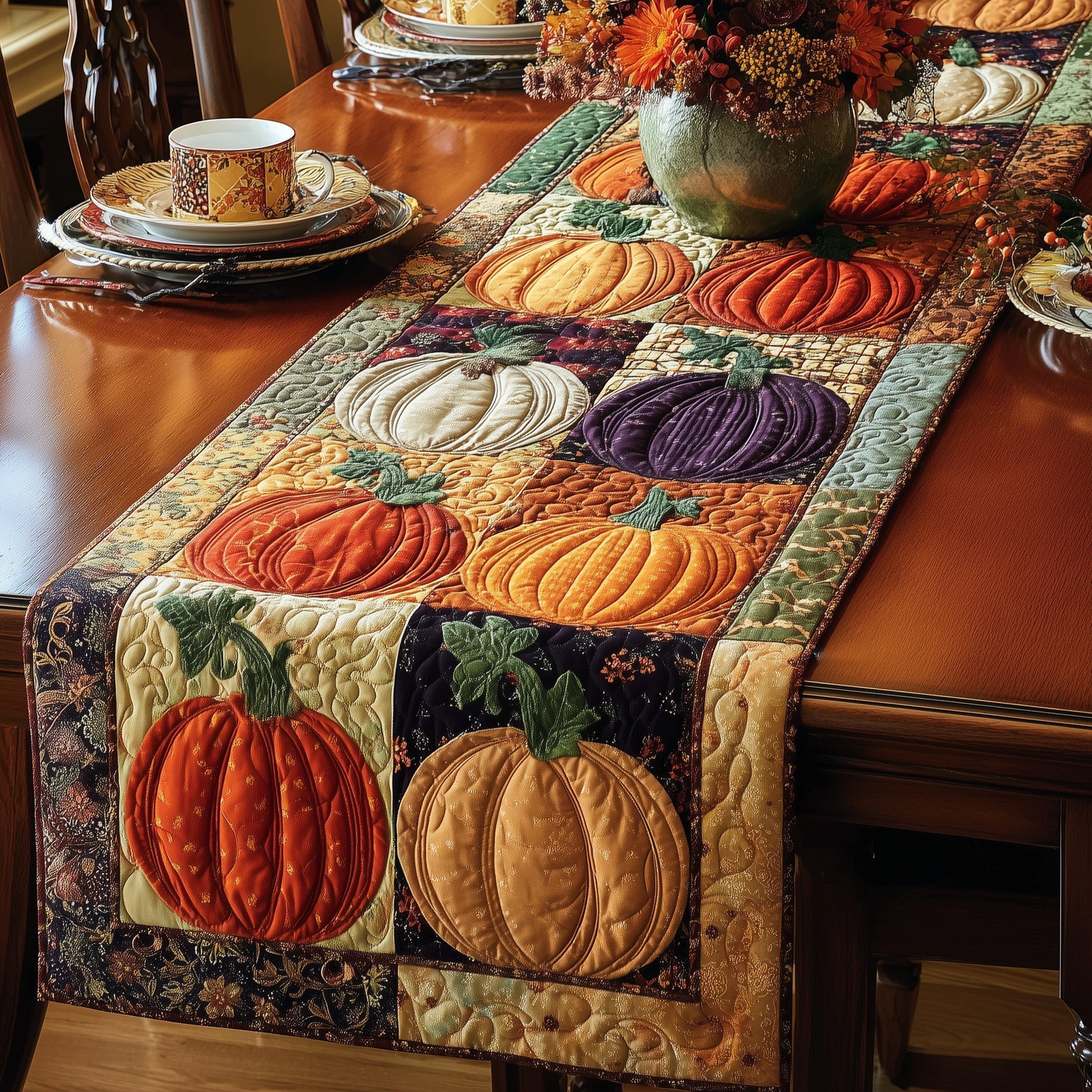 Autumn Charm Quilted Table Runner Dining Room Table Centerpieces Gift For Mid Autumn Festival
