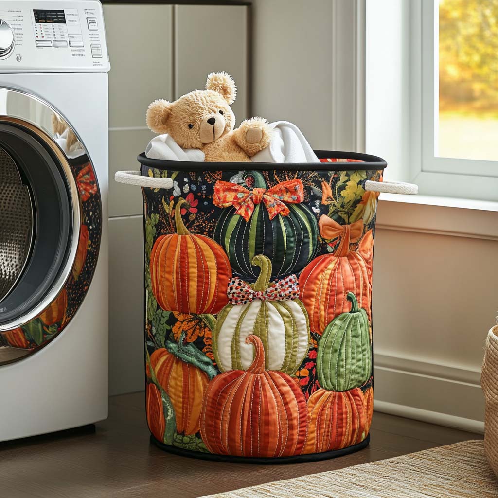 Autumn Cottage Quilted Laundry Basket Hamper Basket Thanksgiving Gift Ideas For Friends