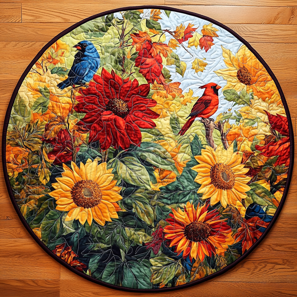 Autumn Embrace Quilted Round Mat Mat Circle Good Fall Gifts