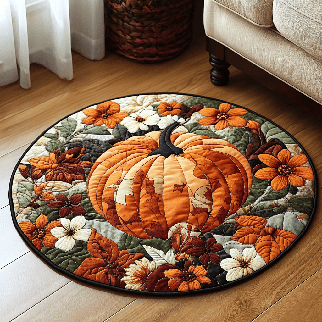 Autumn Embrace Quilted Round Mat Round Carpet Rugs For Sale Gifts For Autumn Lovers