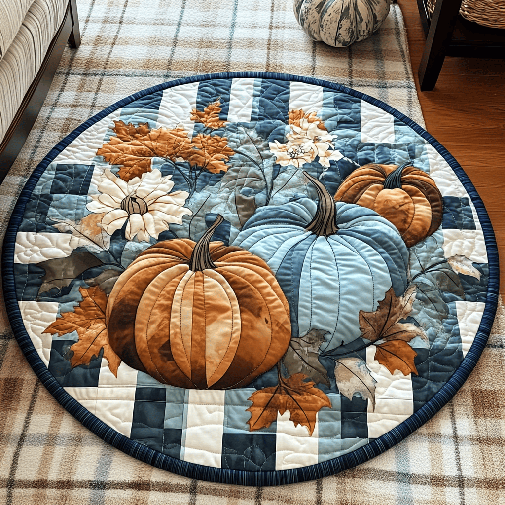 Autumn Essence Quilted Round Mat Living Area Decor Ideas Autumn Themed Gifts