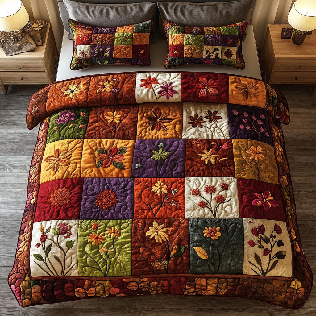 Autumn Floral Quilted Bedding Set Best Comforter Sets Cool Gifts For Dad