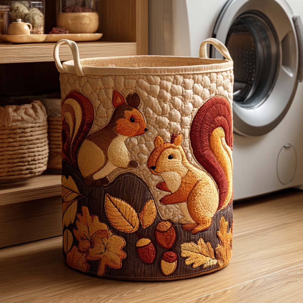 Autumn Forager Quilted Laundry Basket Dirty Clothes Hampers Cute Gifts For Mom