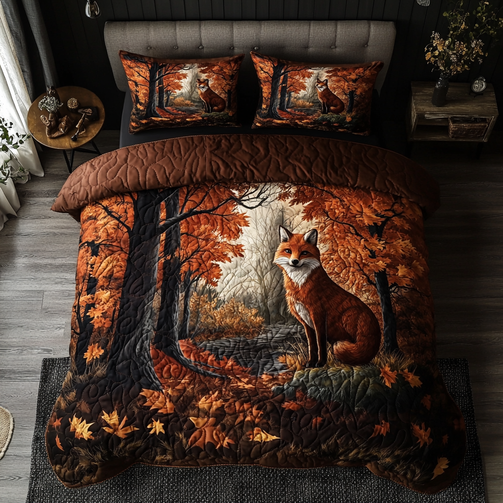 Autumn Fox Quilted Bedding Set Best Sheets Ever Fox Theme Gifts