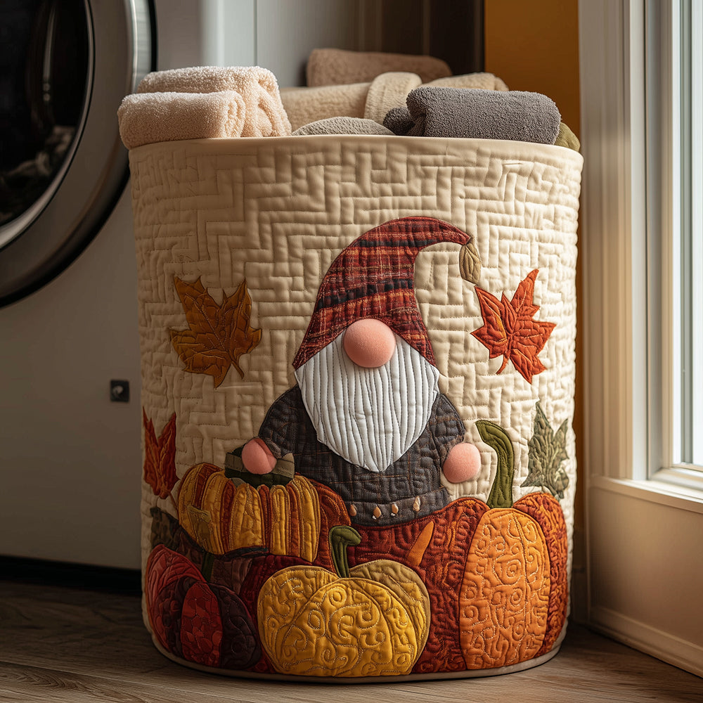 Autumn Gnome Quilted Laundry Basket Laundry Decor Ideas Fall Autumn Season Gifts