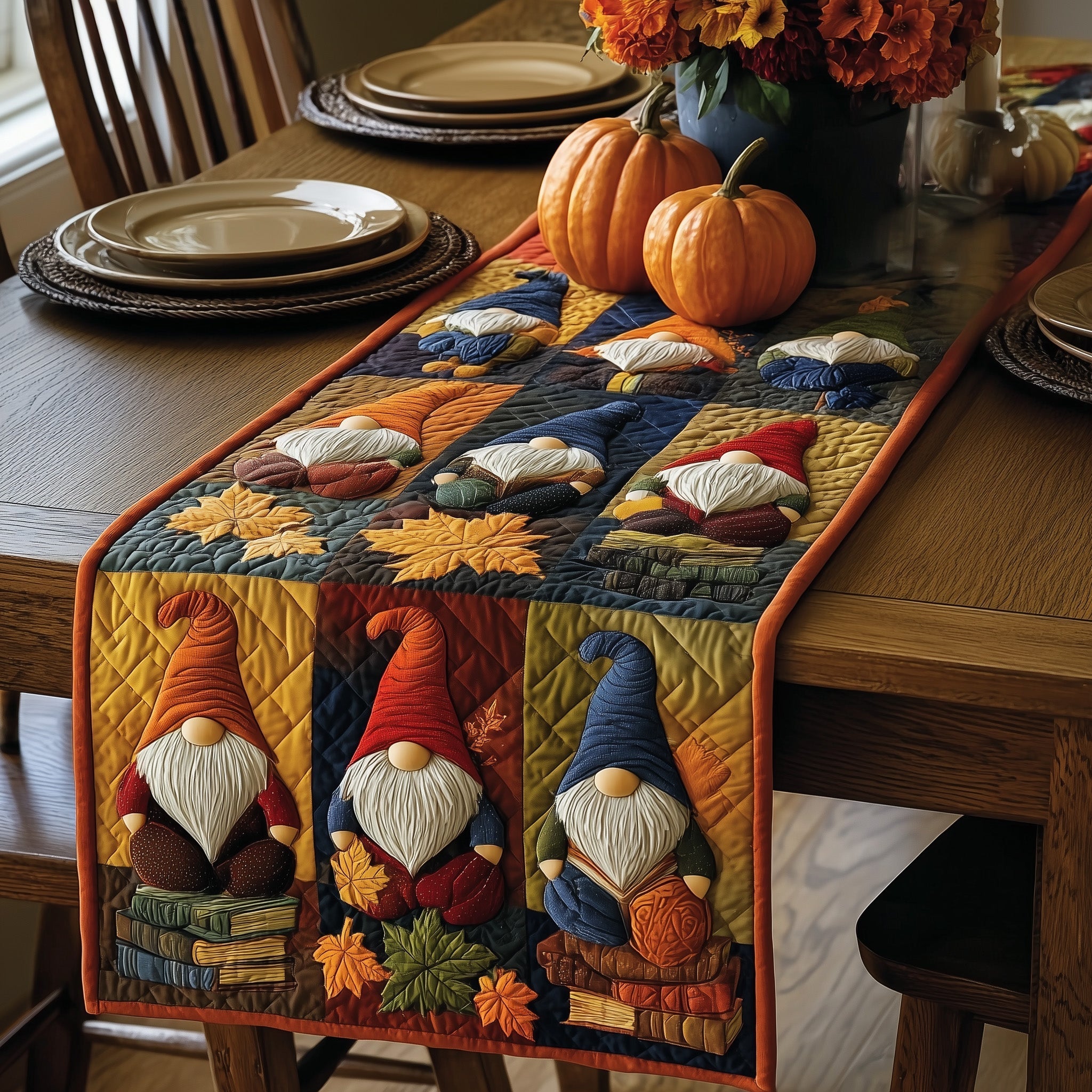 Autumn Gnome Quilted Table Runner Dinner Table Decor Ideas Best Autumn Gifts
