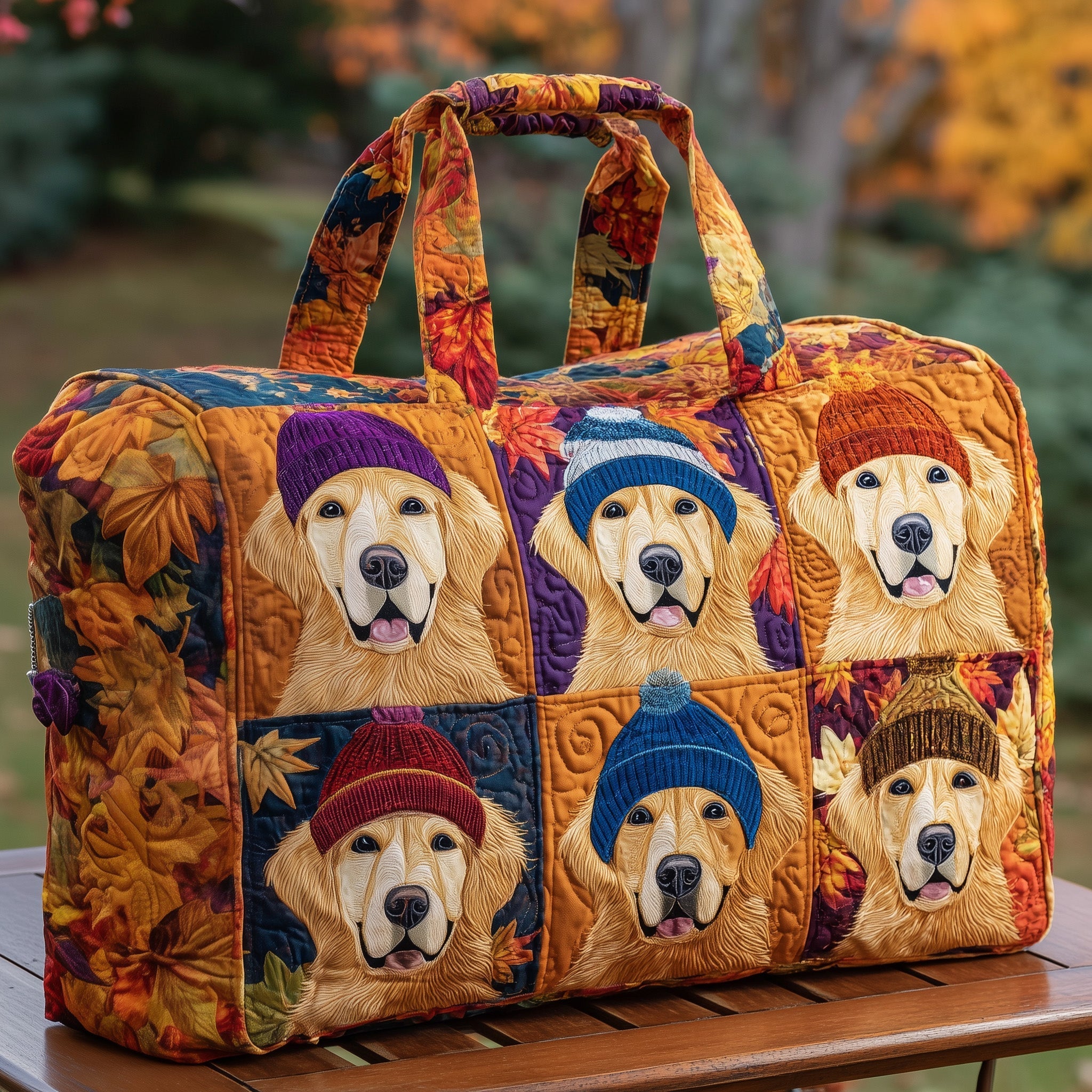 Autumn Golden Retriever Quilted Duffle Bag Large Duffle Bags For Travel Good Mothers Day Gifts