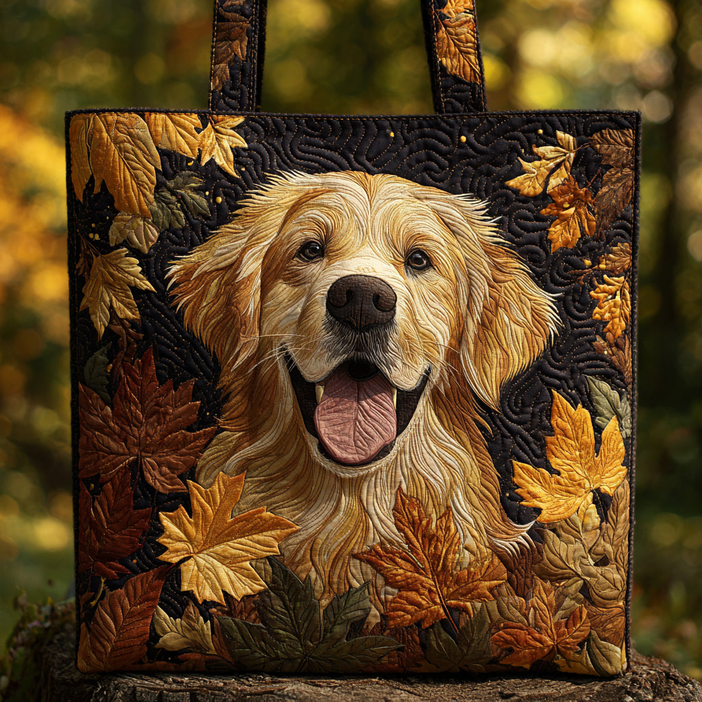 Autumn Golden Retriever Quilted Tote Bag Best Tote Bag Last Minute Birthday Gifts For Mom