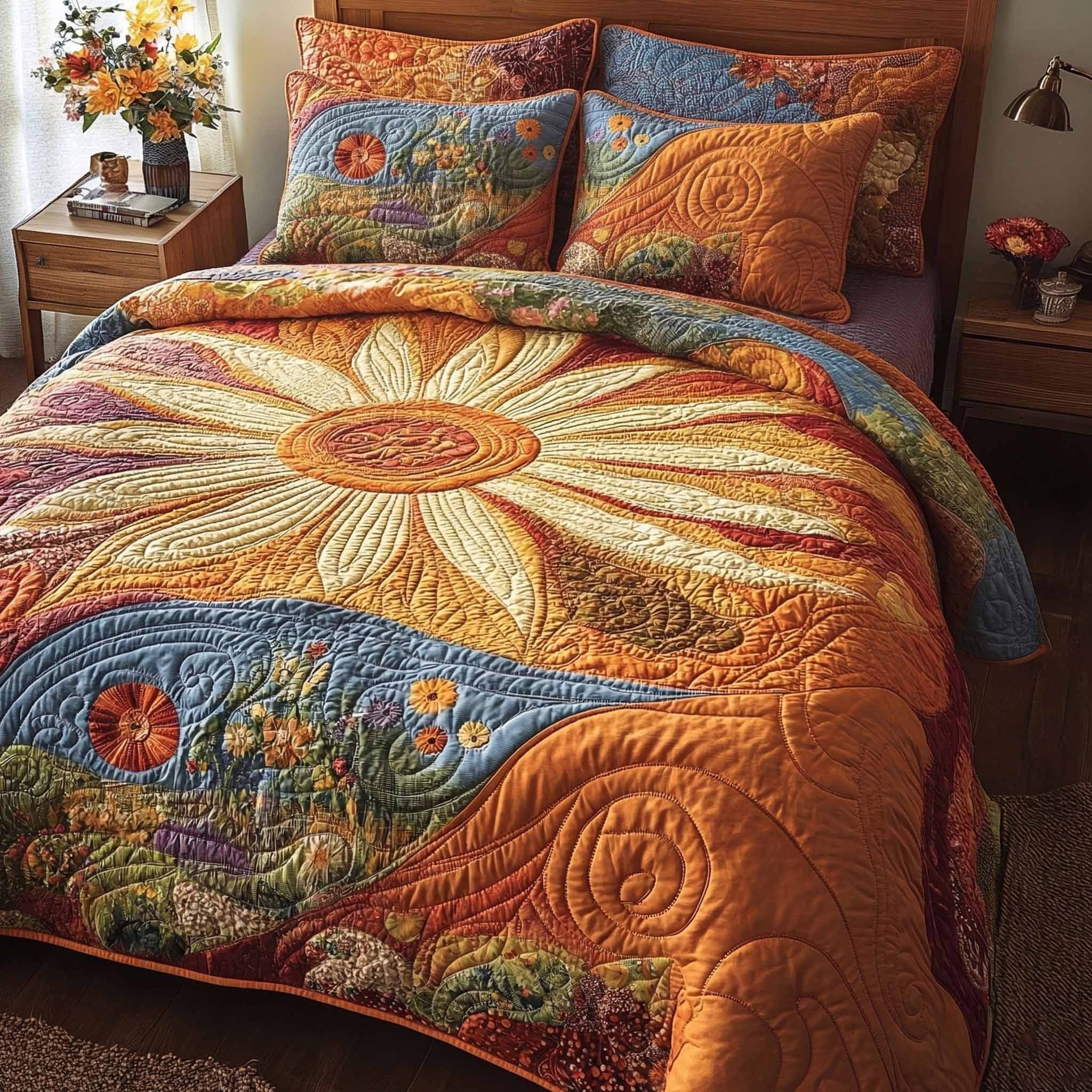 Autumn Halo Quilted Bedding Set Bedroom Decorations Best Mother's Day Gifts Ideas
