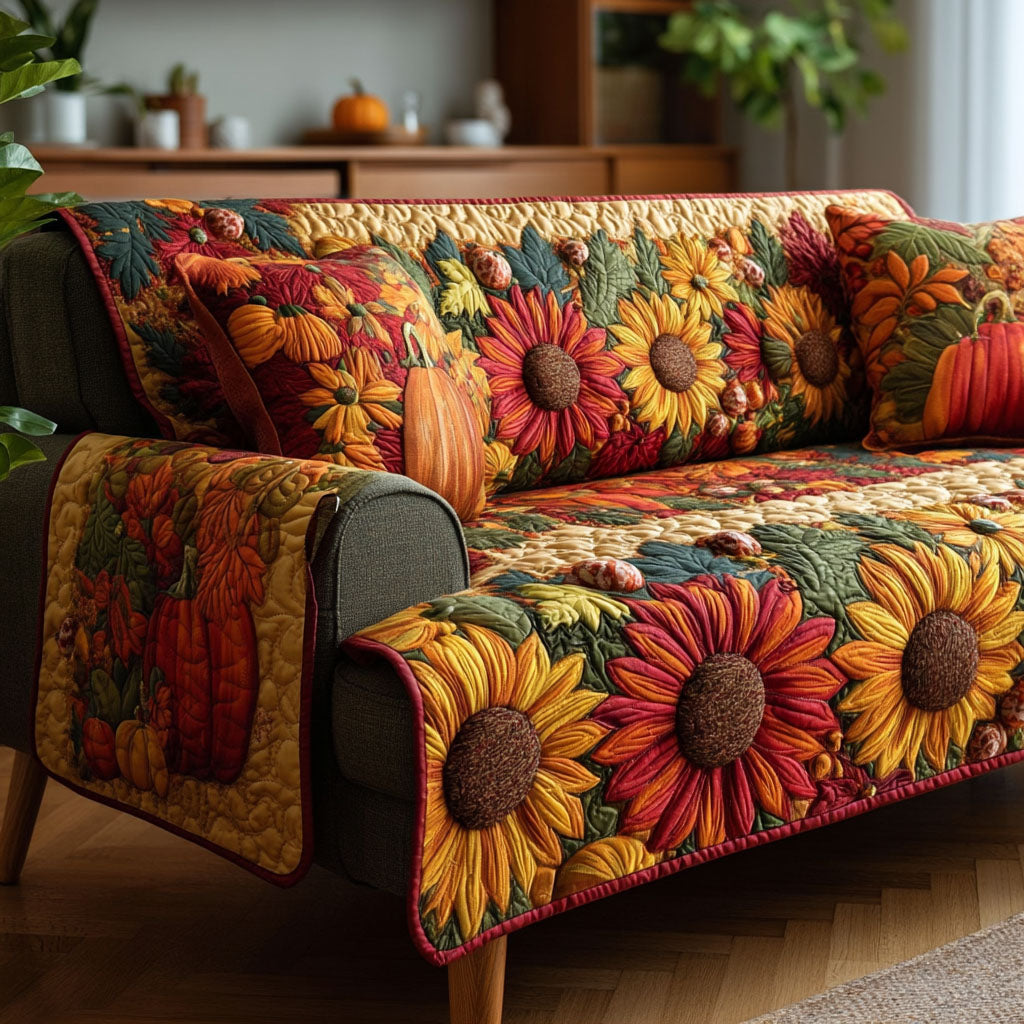 Autumn Harvest Quilted Sofa Cover Couch And Sofa Covers Sunflower Gifts For Friends