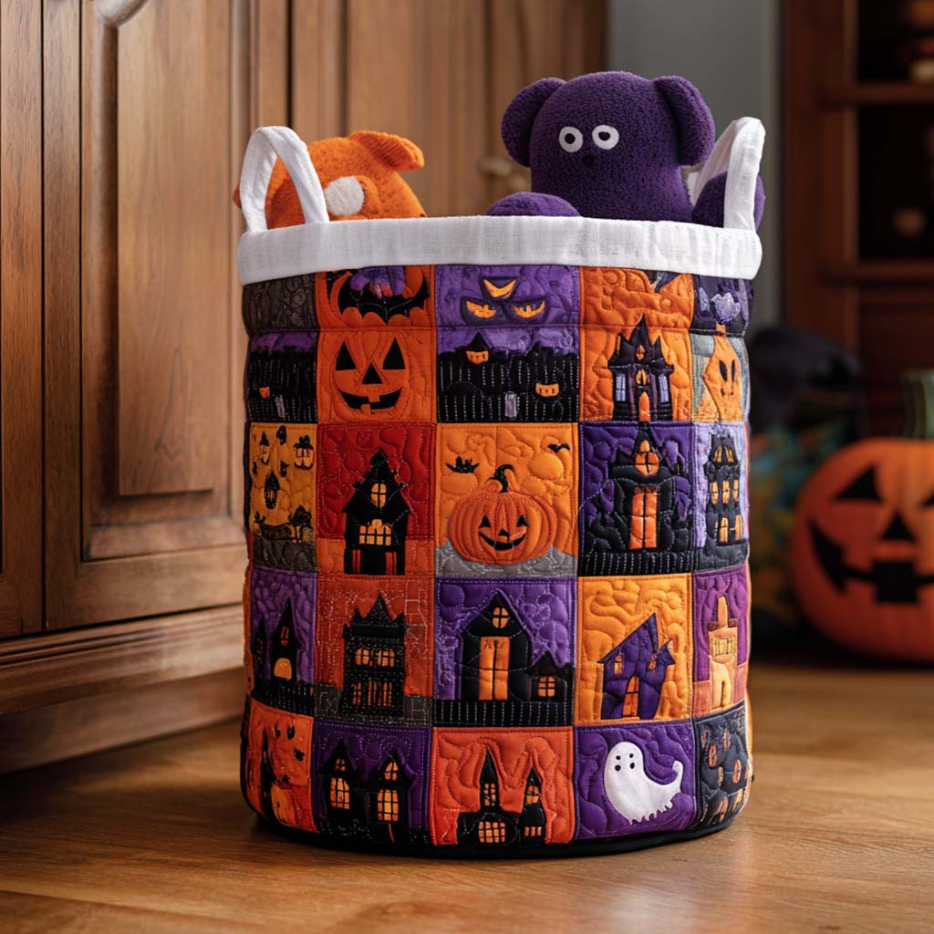 Autumn Haunt Quilted Laundry Basket Laundry Hamper Basket Cat Lover Gifts For Men