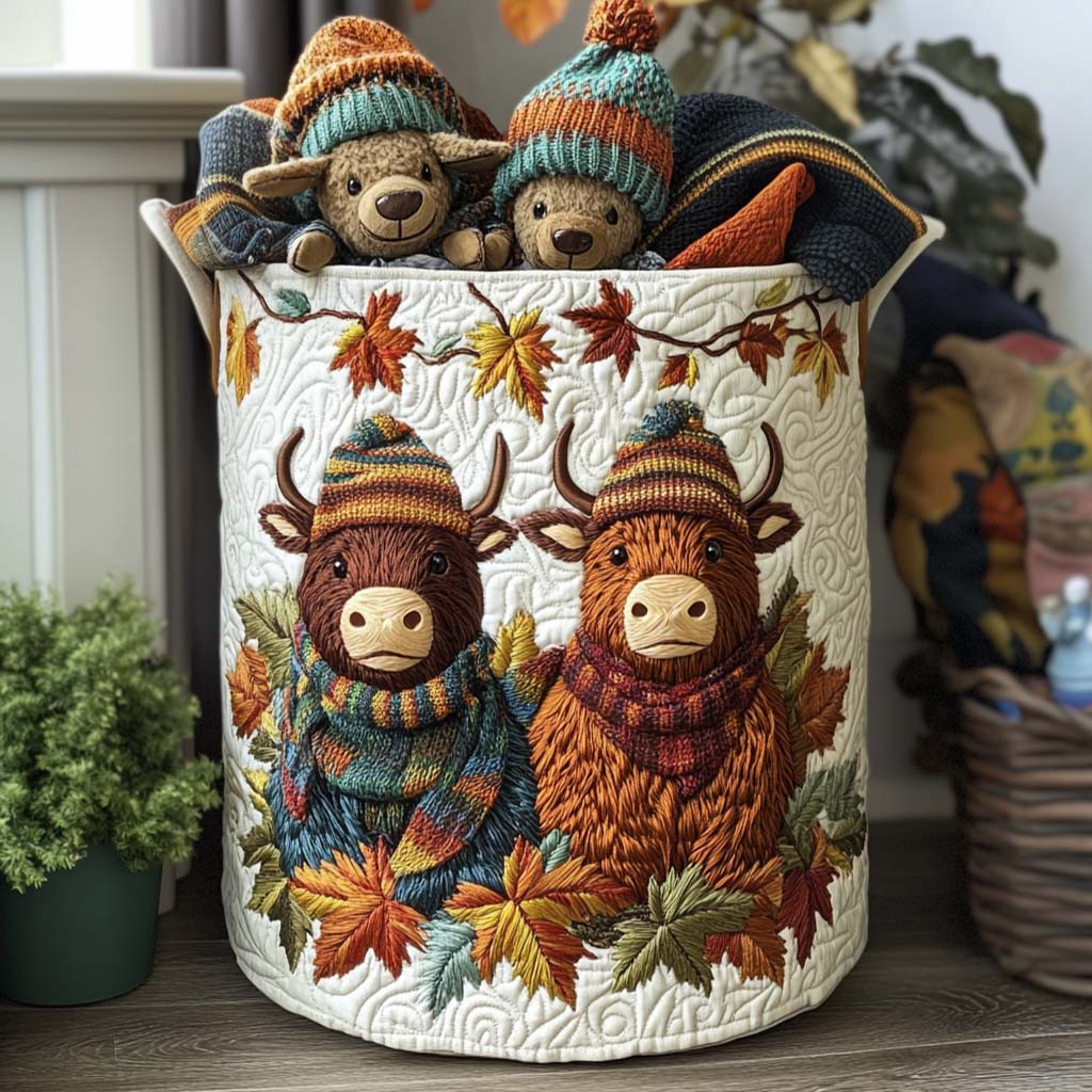 Autumn Highland Quilted Laundry Basket Home Decor Styles Highland Cattle Gifts