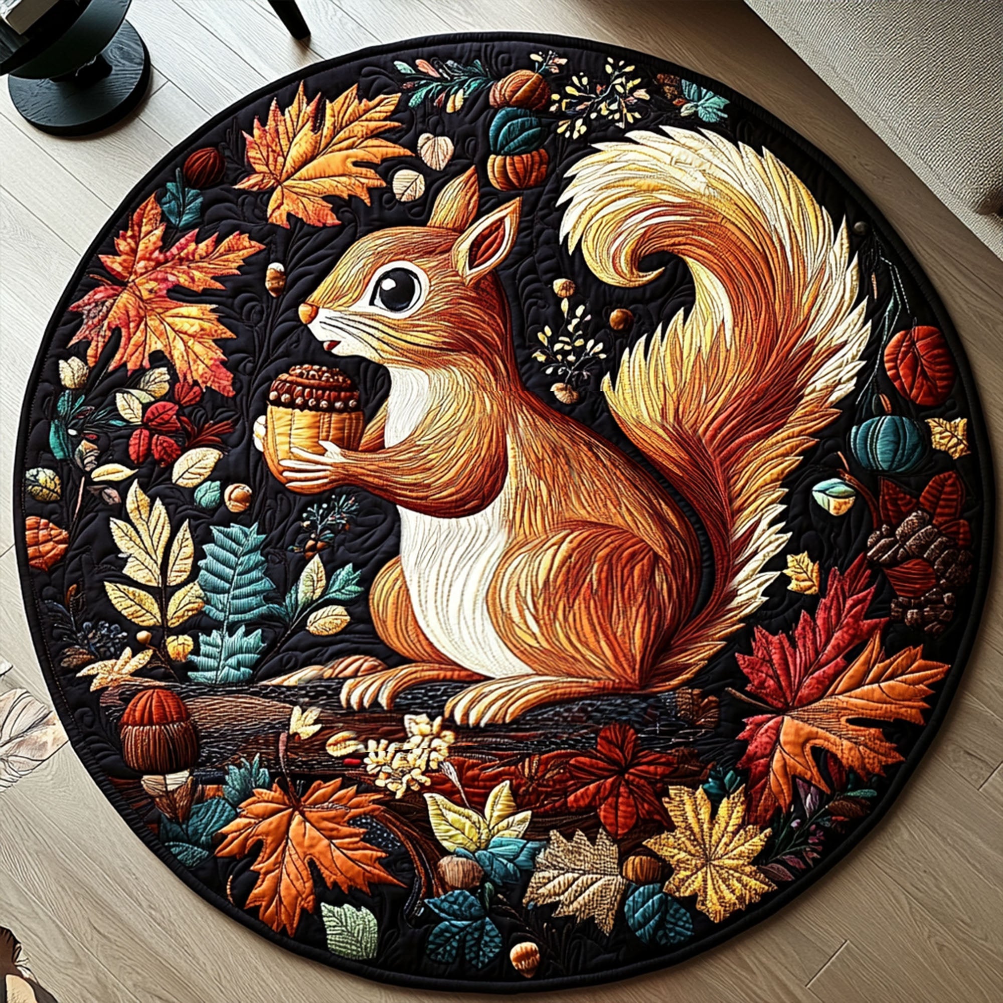 Autumn Leaf Adventures Quilted Round Mat Home And Decor Fall Autumn Season Gifts