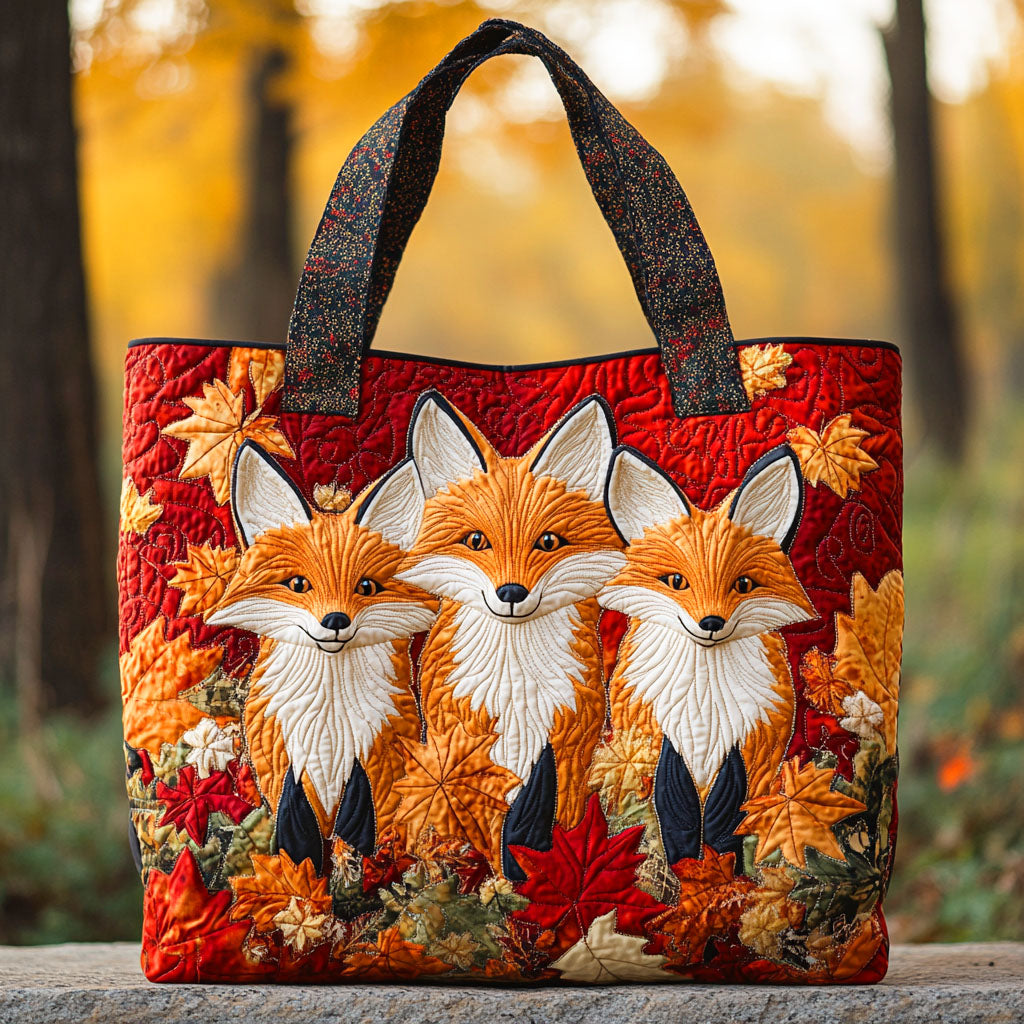 Autumn Leaf Fox Quilted Tote Bag Perfect Shoulder Bag Birthday Presents For Mom Ideas