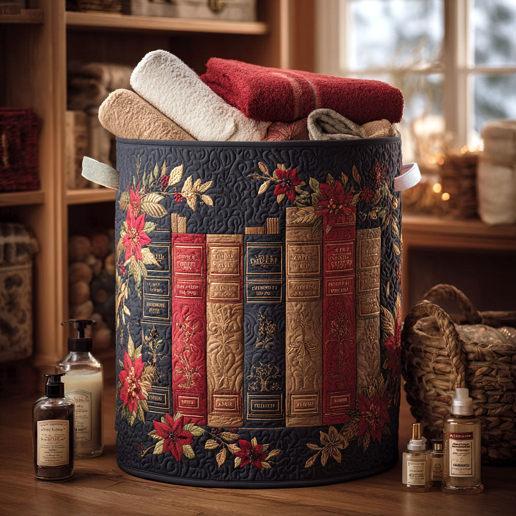 Autumn Library Quilted Laundry Basket Foldable Laundry Basket Xmas Gift For Daughter In Law
