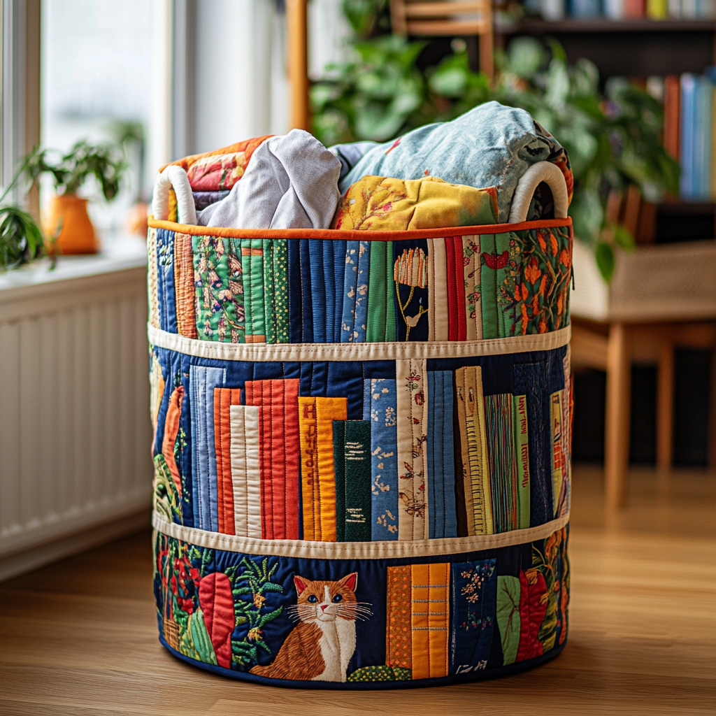Autumn Library Quilted Laundry Basket Unique Hampers Book Lovers Gifts For Mom